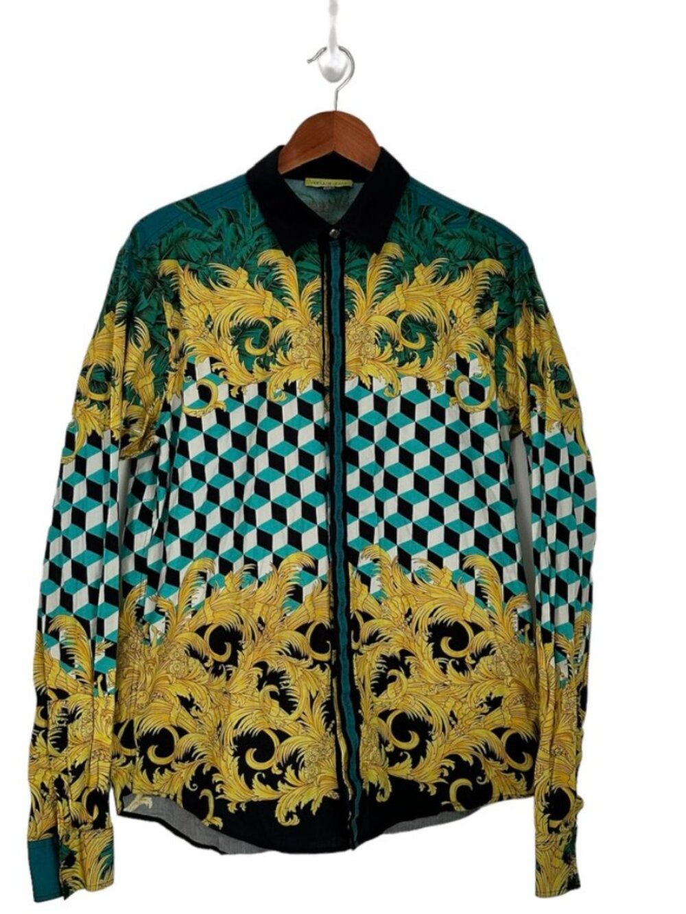 Versace Jeans Cube Baroque Print Sportshirt Button Up Shirt Size S